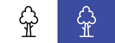 Kış ağacı simgesi simgesi işareti vektör çizgisi siyah ve beyaz