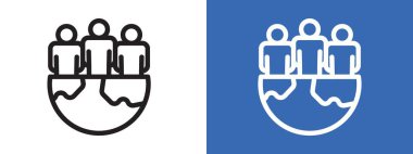 Dünya nüfus simgesi simgesi işareti vektör ana hatları siyah ve beyaz