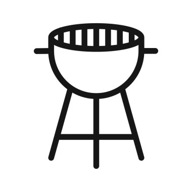 Siyah-beyaz taslak koleksiyon işaretinde barbekü ikonu Siyah çizgi sanat vektörü