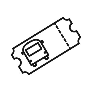 Otobüs Bilet simgesi Siyah çizgi sanat vektörü siyah ve beyaz ana hat koleksiyon işareti