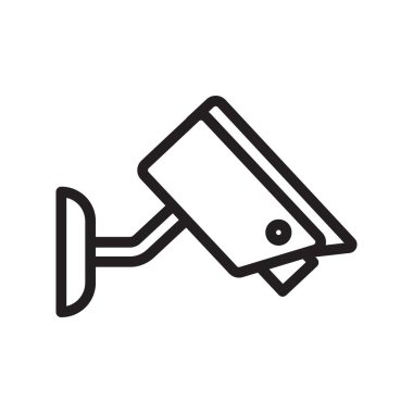 CCTV kamera simgesi Siyah çizgi sanat vektörü siyah beyaz ana hat koleksiyon işareti