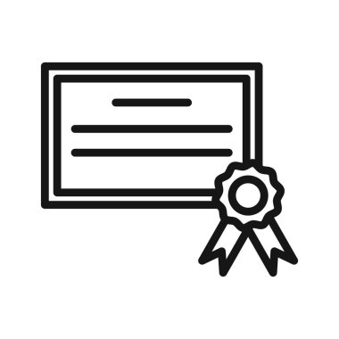Sertifika diploması simgesi Siyah çizgi sanat vektörü siyah beyaz ana hat koleksiyon işareti