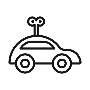 Clockwork oyuncak simgesi Siyah çizgi sanat vektörü siyah ve beyaz ana hat koleksiyon işareti