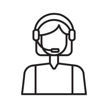 Müşteri desteği simgesi Siyah çizgi sanat vektörü siyah beyaz ana hat koleksiyon tablosu işareti