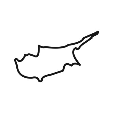 Kıbrıs haritası simgesi Siyah çizgi sanat vektörü siyah beyaz çizgi koleksiyon tablosu