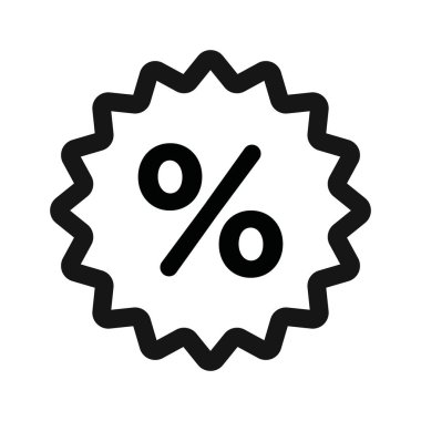 İndirim simgesi Siyah çizgi sanat vektörü siyah ve beyaz ana hatlar koleksiyon işareti