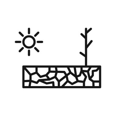 Kuraklık simgesi Siyah çizgi sanat vektörü siyah beyaz ana hat koleksiyon tablosu işareti