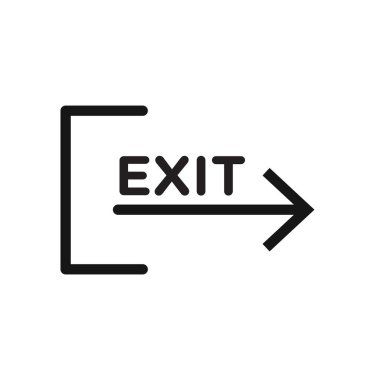 Acil çıkış simgesi Siyah çizgi sanat vektörü siyah beyaz ana hat koleksiyon işareti