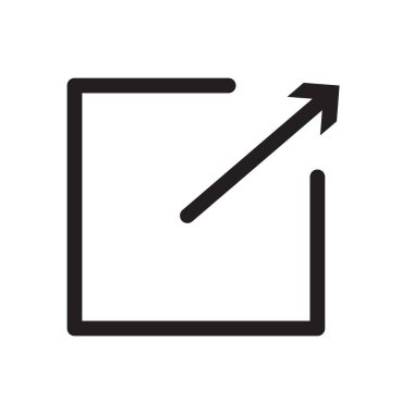 Siyah ve beyaz dış bağlantı simgesi koleksiyon işareti ile siyah çizgi sanat vektörü