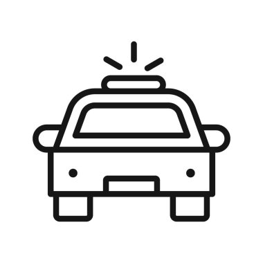 Polis arabası simgesi Siyah çizgi sanat vektörü siyah beyaz ana hat koleksiyon işareti