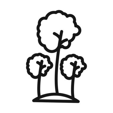 Orman ve park ağaçları simgesi Siyah çizgi sanat vektörü siyah ve beyaz ana hat koleksiyon işareti