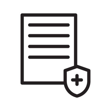 Sağlık sigortası simgesi Siyah çizgi sanat vektörü siyah beyaz ana hat koleksiyon işareti