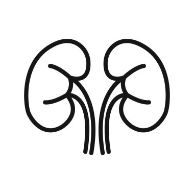 İnsan böbrekleri simgesi Siyah çizgi sanat vektörü siyah beyaz taslak koleksiyon işareti