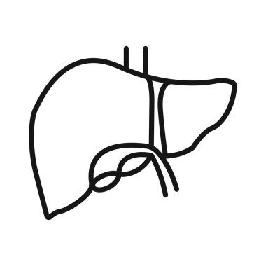 İnsan karaciğeri simgesi Siyah çizgi sanat vektörü siyah beyaz ana hat koleksiyon işareti