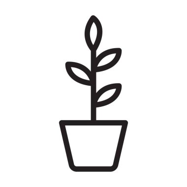 İçerideki kapalı bitki simgesi Siyah çizgi sanat vektörü siyah ve beyaz ana hat koleksiyon işareti