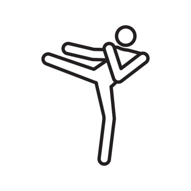 Kickbox simgesi Siyah çizgi sanat vektörü siyah beyaz ana hat koleksiyon işareti