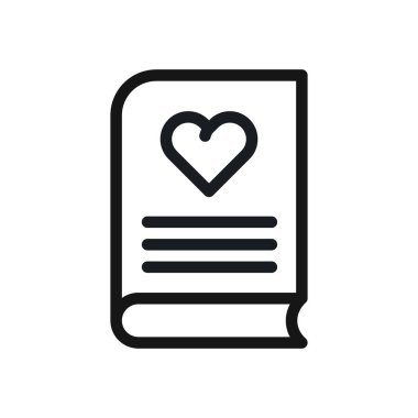 Aşk hikayesi simgesi Siyah çizgi sanat vektörü siyah beyaz ana hat koleksiyon işareti