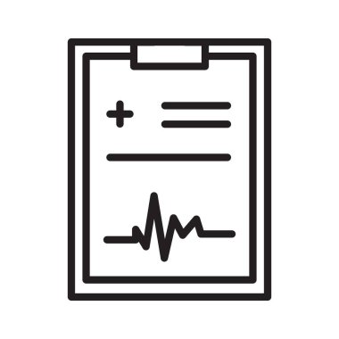 Tıbbi rapor simgesi (2) Siyah çizgi sanat vektörü siyah ve beyaz ana hatlar koleksiyon işareti