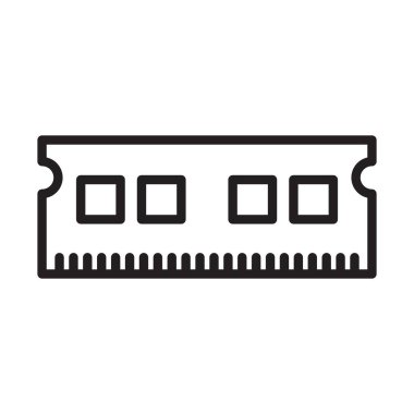 bellek, ram simgesi Siyah çizgi sanat vektörü siyah ve beyaz ana hat koleksiyon işareti