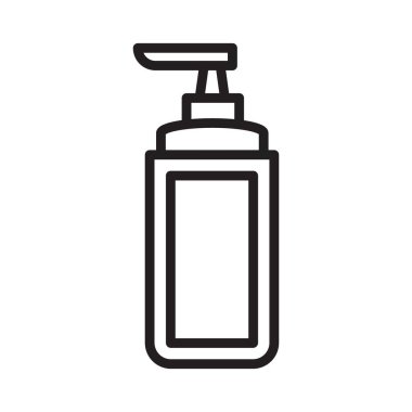 Nemlendirici losyon şişesi simgesi Siyah çizgi sanat vektörü siyah beyaz ana hat koleksiyon işareti