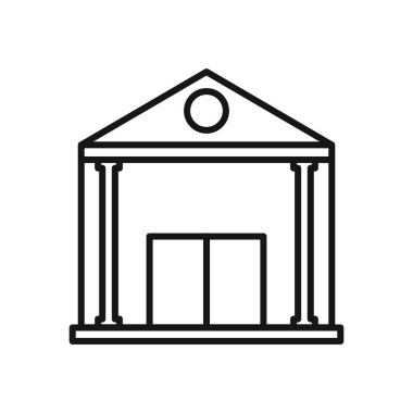 Banka simgesi Siyah çizgi sanat vektörü siyah ve beyaz ana hat koleksiyon işareti