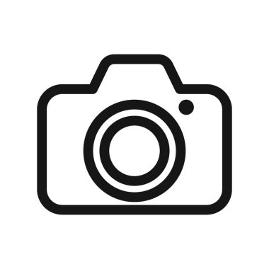 Kamera simgesi Siyah çizgi sanat vektörü siyah ve beyaz ana hat koleksiyon işareti