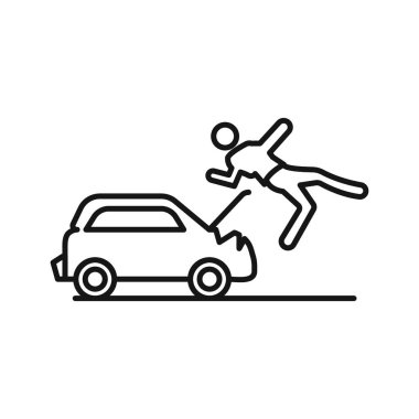 araba kazası simgesi Siyah çizgi sanat vektörü siyah beyaz ana hat koleksiyon işareti