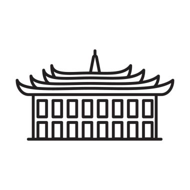 Çin tapınağı simgesi Siyah çizgi sanat vektörü siyah beyaz ana hat koleksiyon işareti