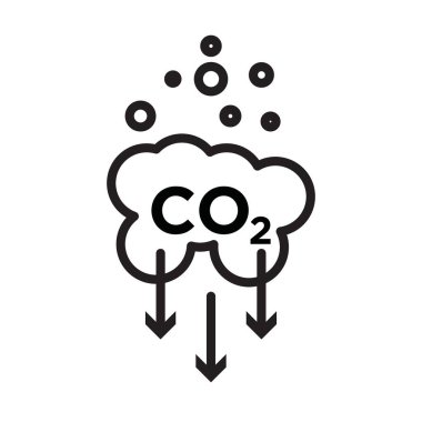 Siyah beyaz taslak koleksiyon işaretinde CO2 indirgeme simgesi Siyah çizgi sanat vektörü