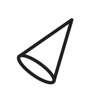 Koni şekli 3B simge siyah çizgi sanat vektörü siyah ve beyaz ana hat koleksiyon işareti