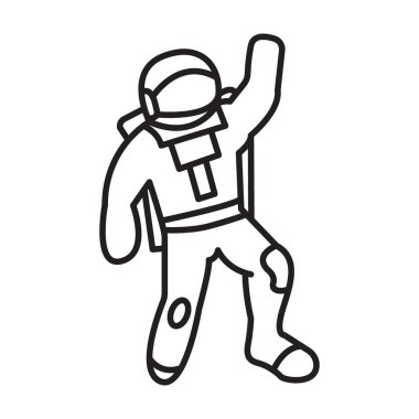 Kozmonot simgesi Siyah çizgi sanat vektörü siyah ve beyaz ana hat koleksiyon işareti