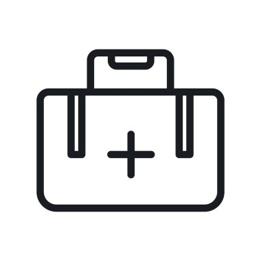 Acil durum kiti simgesi Siyah çizgi resim vektörü siyah ve beyaz ana hat koleksiyon işareti