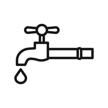 Musluk musluğu su simgesi Siyah çizgi sanat vektörü siyah beyaz ana hat koleksiyon işareti