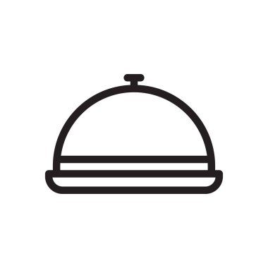 Gıda Tepsisi ve Kapak simgesi Siyah çizgi sanat vektörü siyah beyaz ana hat koleksiyon işareti