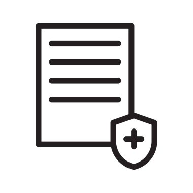 Sağlık sigortası simgesi Siyah çizgi sanat vektörü siyah beyaz ana hat koleksiyon işareti