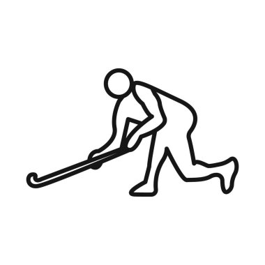 Hokey oyuncusu simgesi Siyah çizgi sanat vektörü siyah ve beyaz ana hat koleksiyon işareti