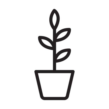 İçerideki kapalı bitki simgesi Siyah çizgi sanat vektörü siyah ve beyaz ana hat koleksiyon işareti