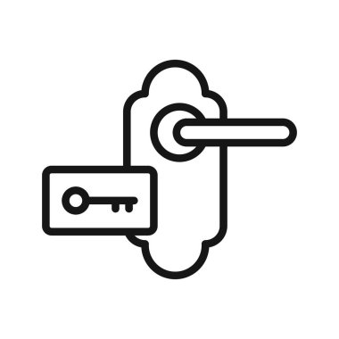 Siyah-beyaz taslak koleksiyon işaretinde anahtar kart erişim simgesi Siyah çizgi sanat vektörü