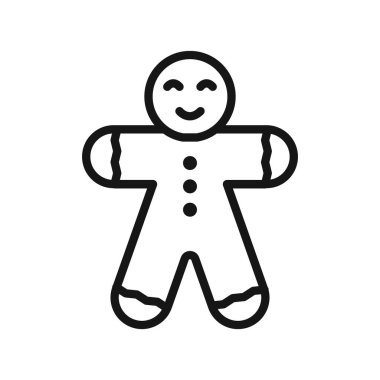 Man Cookie simgesi Siyah çizgi sanat vektörü siyah beyaz ana hat koleksiyon işareti