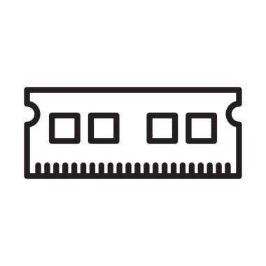 bellek, ram simgesi Siyah çizgi sanat vektörü siyah ve beyaz ana hat koleksiyon işareti