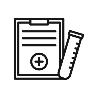 Tıbbi test simgesi Siyah çizgi sanat vektörü siyah beyaz ana hat koleksiyon işareti