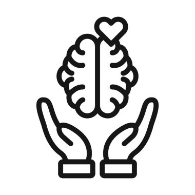 Siyah ve beyaz ana hat koleksiyon işaretinde zihinsel sağlık simgesi (2) Siyah çizgi sanat vektörü