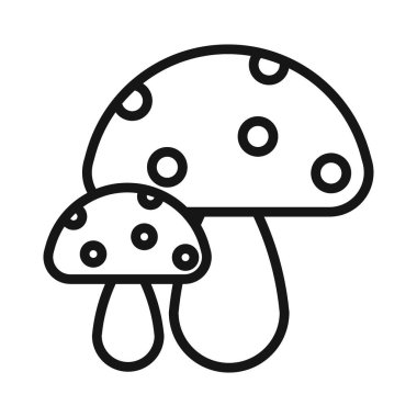 Siyah beyaz taslak koleksiyon işaretinde mantar simgesi Siyah çizgi sanat vektörü