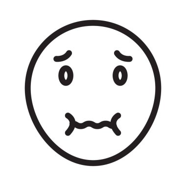 Mide bulandırıcı emoji simgesi Siyah çizgi sanat vektörü siyah beyaz ana hat koleksiyon işareti