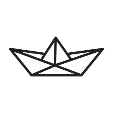 Siyah-beyaz taslak koleksiyon işaretli kağıt tekne simgesi Siyah çizgi sanat vektörü