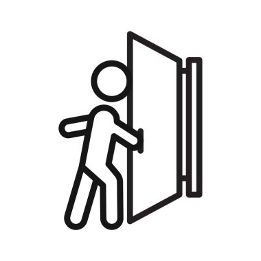 Kapı simgesi siyah çizgi sanat vektörünü siyah ve beyaz ana hat koleksiyon işaretinde itin