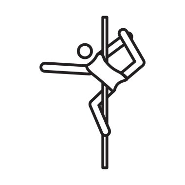 Siyah-beyaz taslak koleksiyon işareti ile kutup dansı simgesi Siyah çizgi sanat vektörü