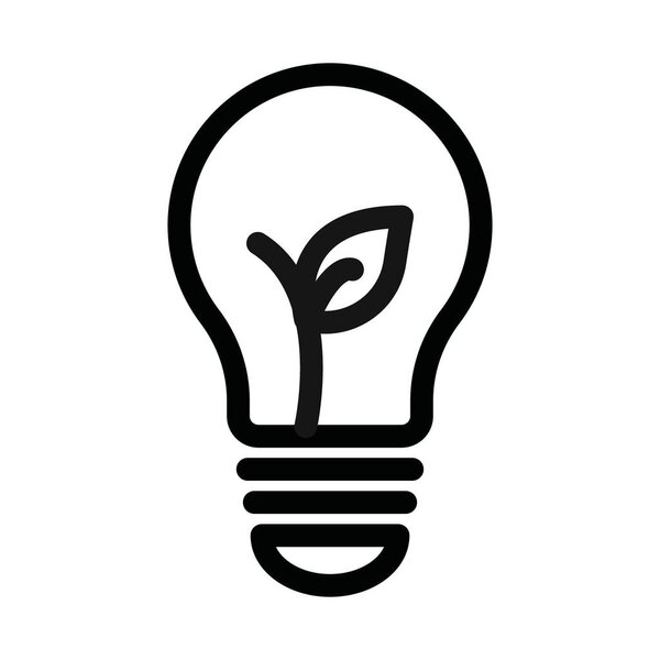 Иконка эко-лампочки Черная линия вектор в черно-белый набор контуров знак коллекции