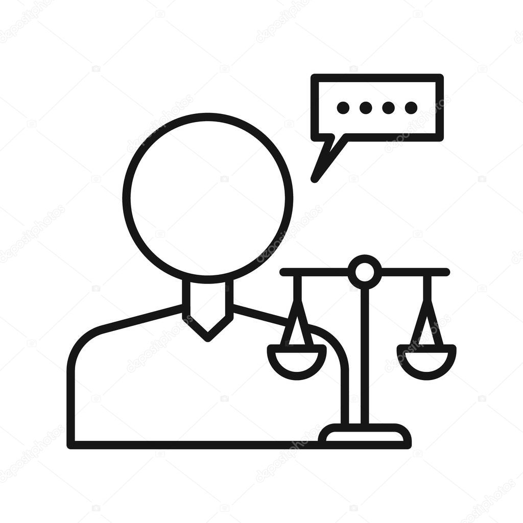 Legal advice icon Black line art vector in black and white outline set collection sign