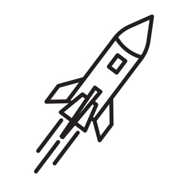 Roket simgesi Siyah çizgi sanat vektörü siyah beyaz ana hat koleksiyon işareti